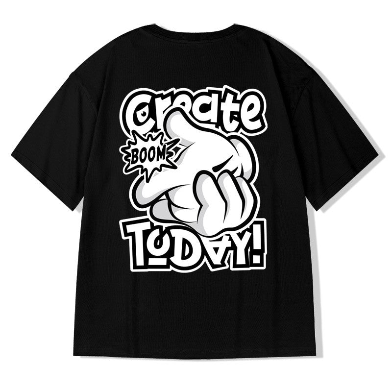 T-shirt today later print men's hip-hop trendy oversize unisex T-shirt