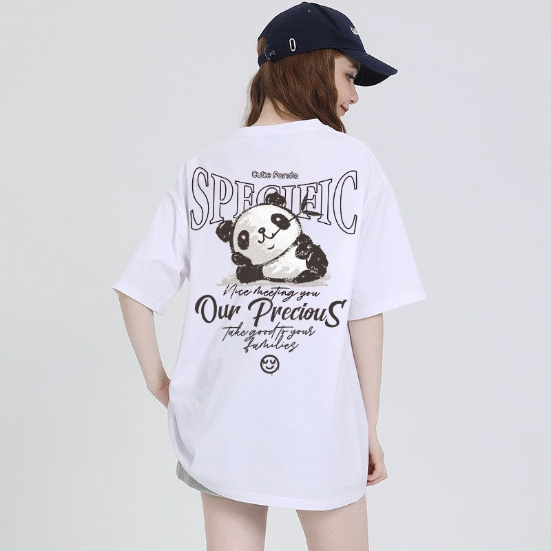 Panda T-shirt coffee American retro pure cotton