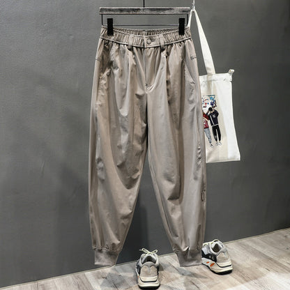 Thin ice silk  sweatpants elastic casual trousers