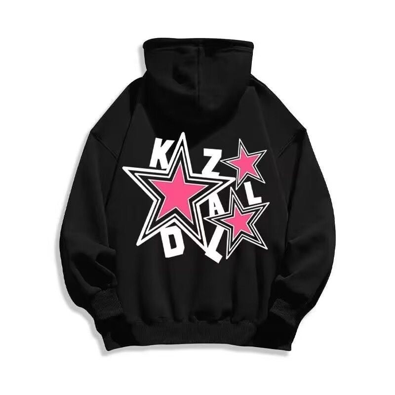 Loose star print hoodie