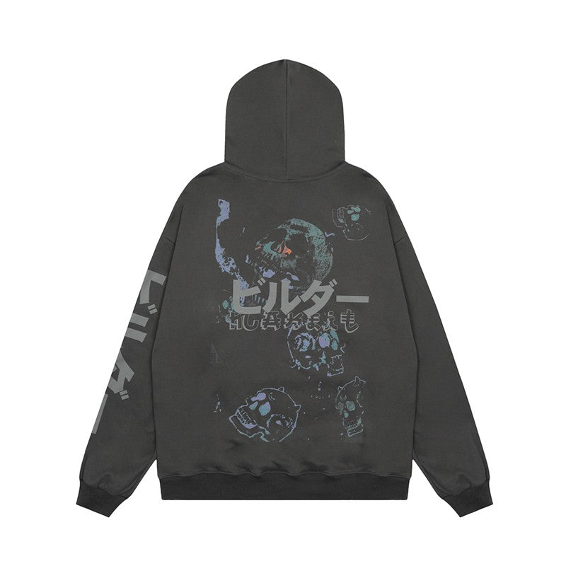 Dark Skull Unisex Printed Hoodie Oversize Couple Loose Fit