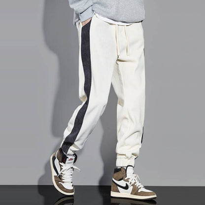 Grey joggers loose fitting ankle ties men's sports pants