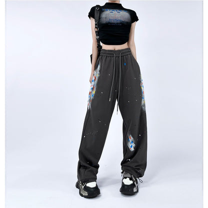 Cover-up colore splash elastic drawstring sweatpants