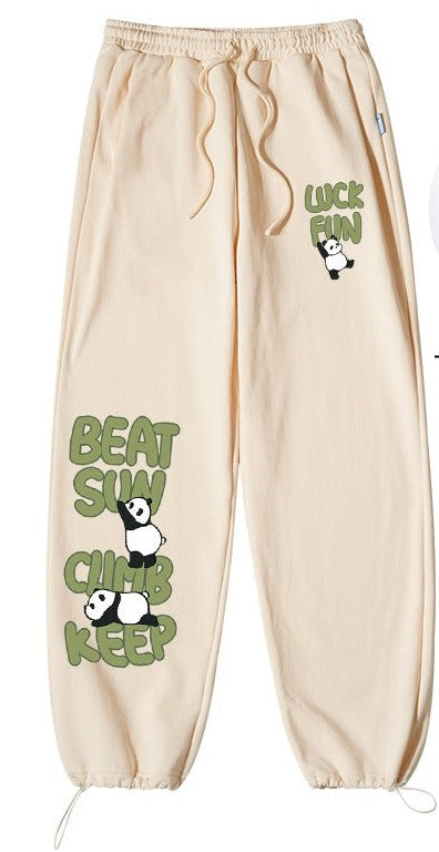 Panda graphic sweatpants women high waist spring sports long pants