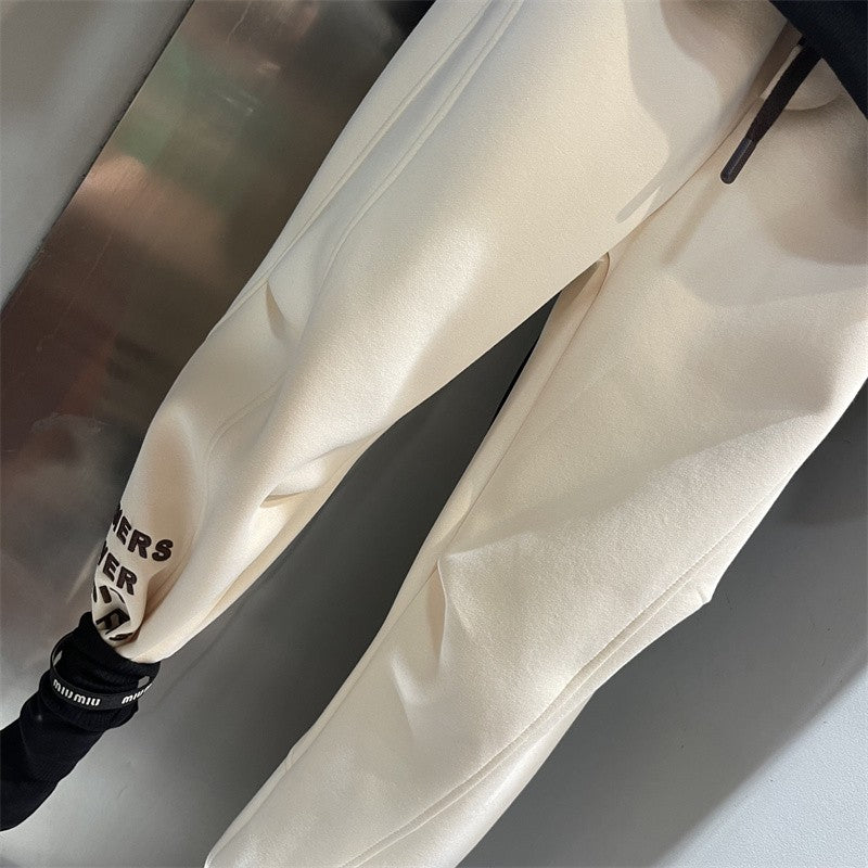 Pleated versatile loose letter embroidered sports pants