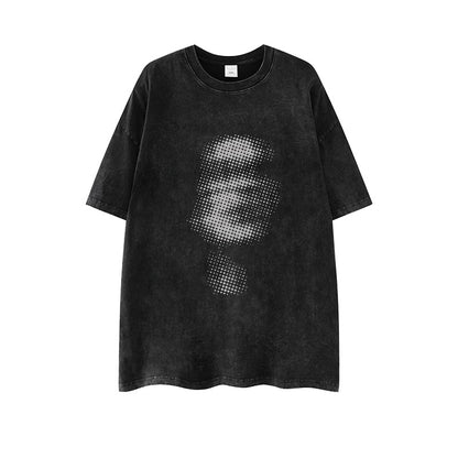 T-shirt heavyweight hip-hop dark abstract phantom washed loose unisex t-shirt