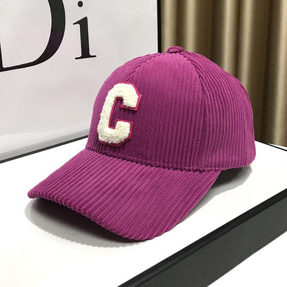 Corduroy peaked hat visor baseball cap