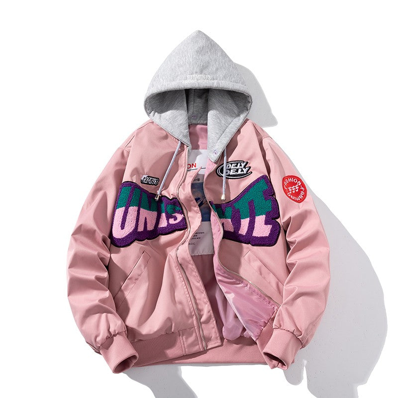 Pink Thickened Baseball Cotton Coat Male and Female Hop Jacket