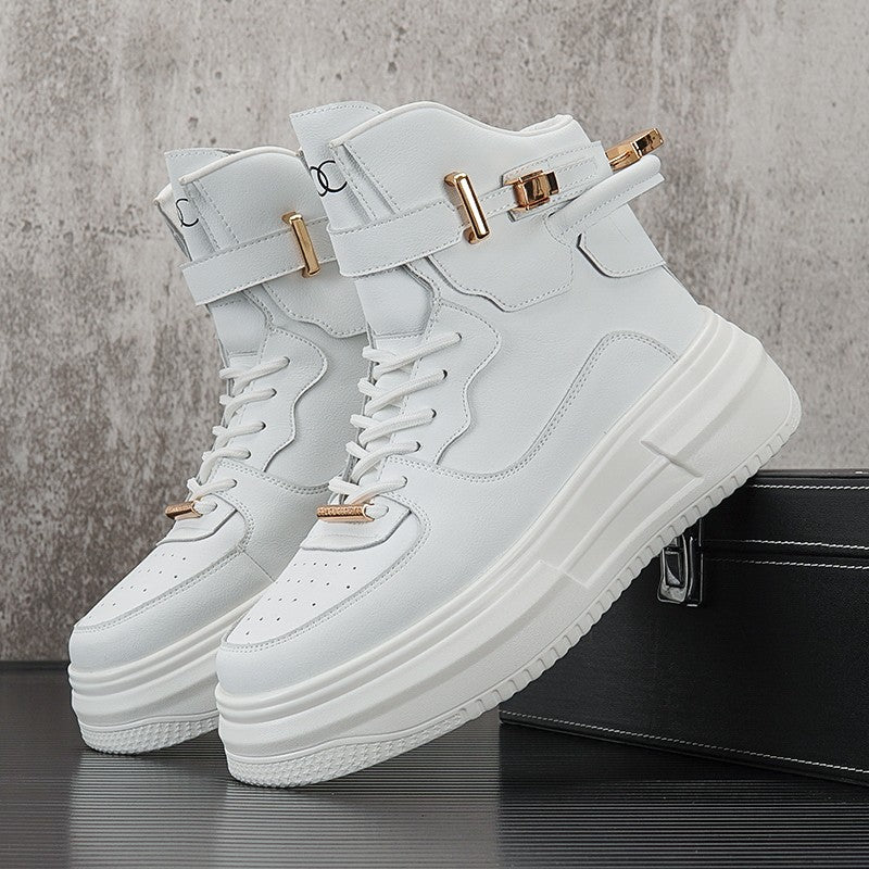 Weiße High-Top-Schuhe Herren Mid-Top-Stiefel