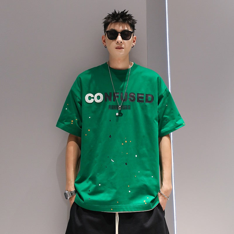 Men colore splash T-shirt men's summer couple tee