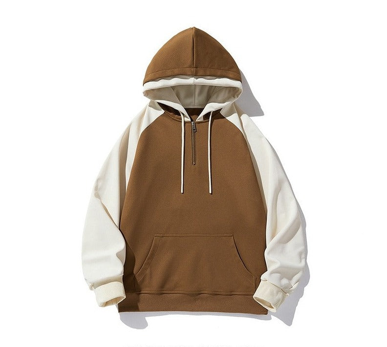 Pullover drawstring hoodies unisex patchwork oversize couple wear