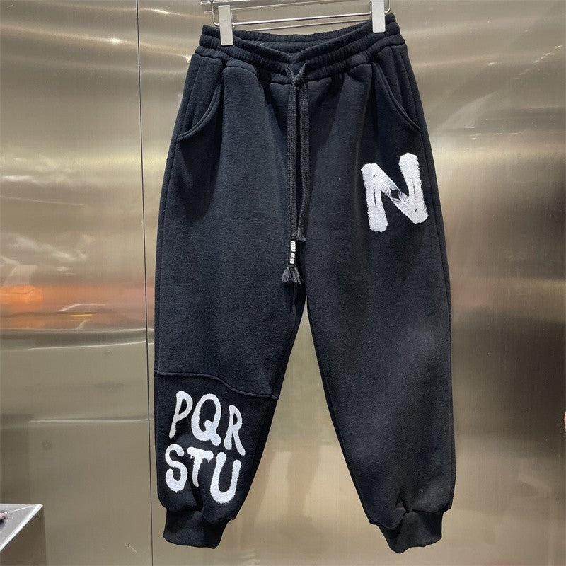 Cozy letter print sweatpants trendy sports loose joggers pant