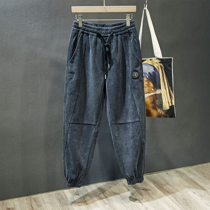 Casual pants heavy stitching drawstring ankle sports pants