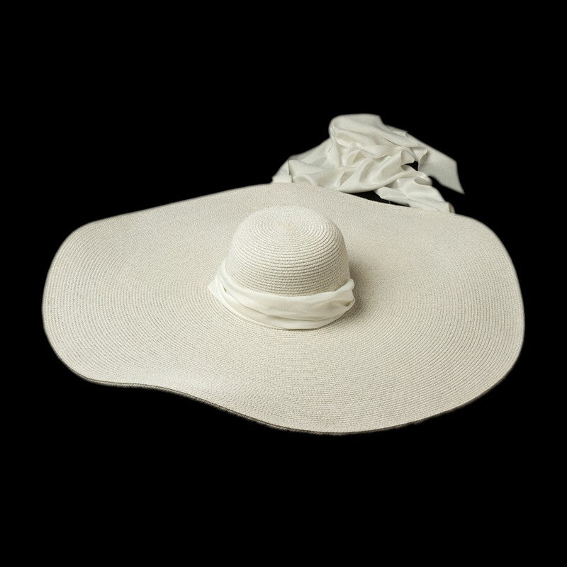 Straw hat big brim hat with sun protection Hepburn style white hat