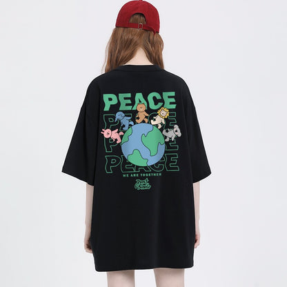 World Peace T-shirt Short Sleeve Top Women's Loose Large Size T-shirt