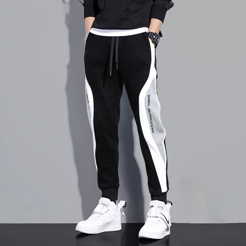 Men's sweatpants loose black splicing harem pant