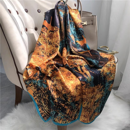 French Satin Silk Scarf Women's Fashionable Scarf