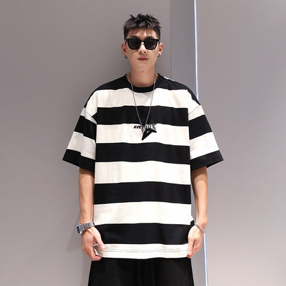 Classic striped men t-shirt simple oversize unisex short-sleeved summer T-shirt