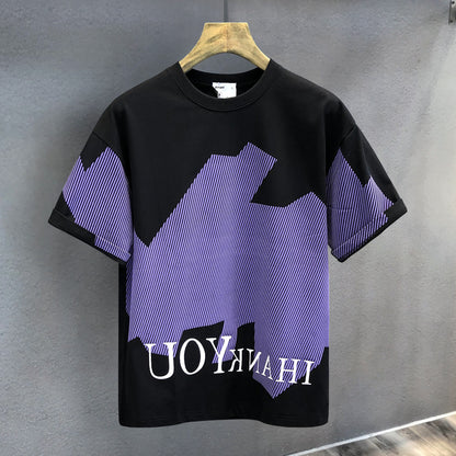 maglietta viola nera uomo street wear puro cotone manica corta unisex t-shirt