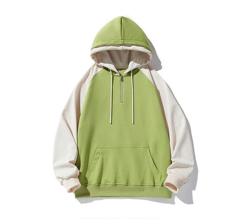 Pullover drawstring hoodies unisex patchwork oversize couple wear