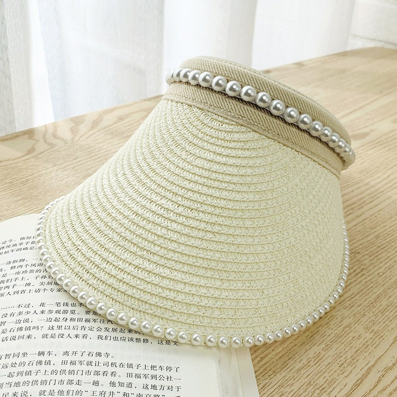 Empty top large brimmed straw hat for women sunshade hat