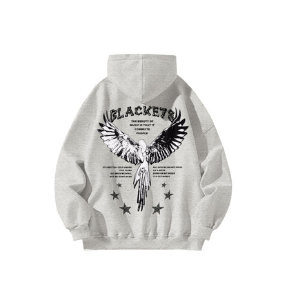 High street hip-hop angel printed pure cotton hoodie