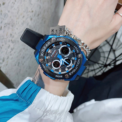 Three-eye trendy small steel cannon watch Unisex electronic waterproof with luminous light