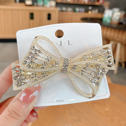 Rhinestone bow large hairpin, top hair clip