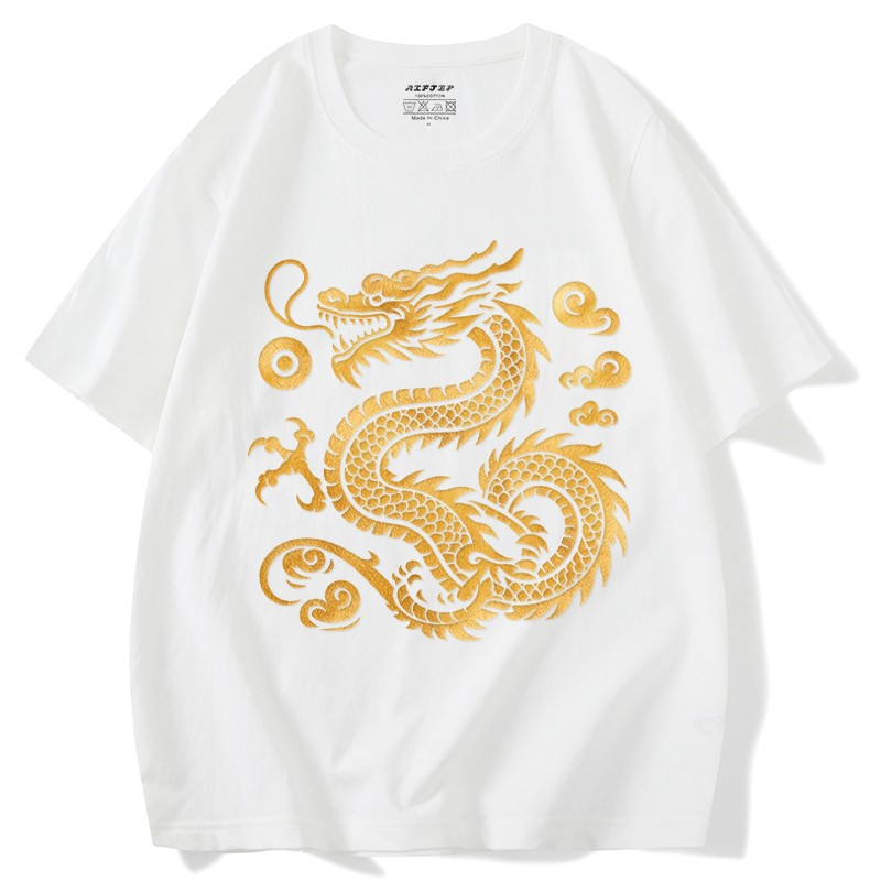 T-shirt Dragon Chinese style unisex zodiac couple cotton top