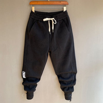 Men's black sports pants with added velvet sweatpants