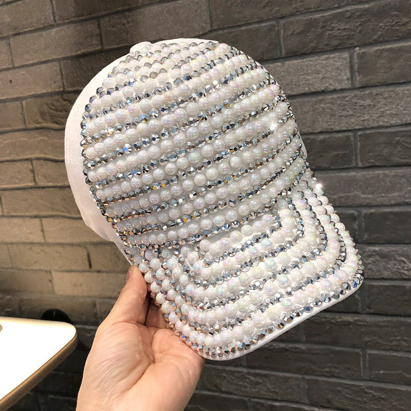 Versatile pearl diamond baseball cap