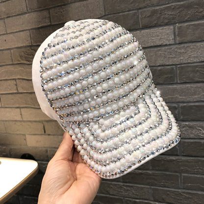 Versatile pearl diamond baseball cap