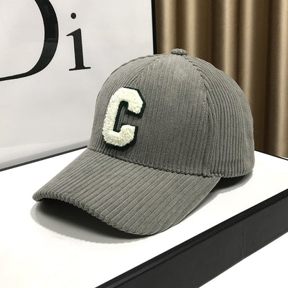 Corduroy peaked hat visor baseball cap