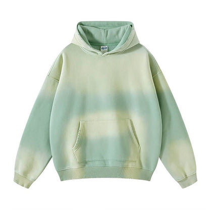 Washed Hoodies Aged Spray Dyed Gradient Plush Set Unisex Oversize Loose