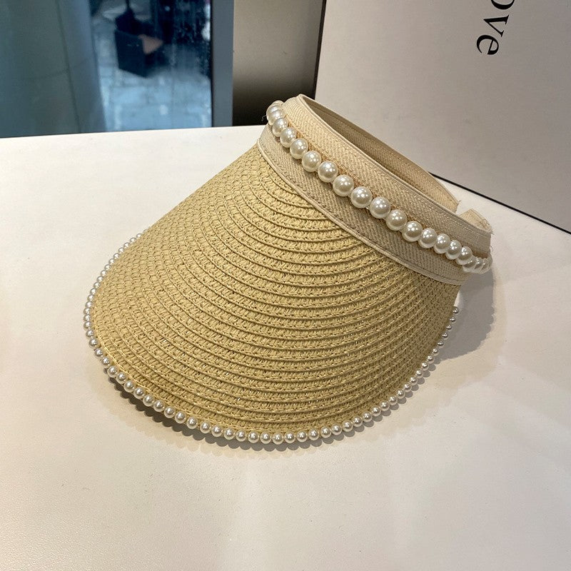 Empty top large brimmed straw hat for women sunshade hat