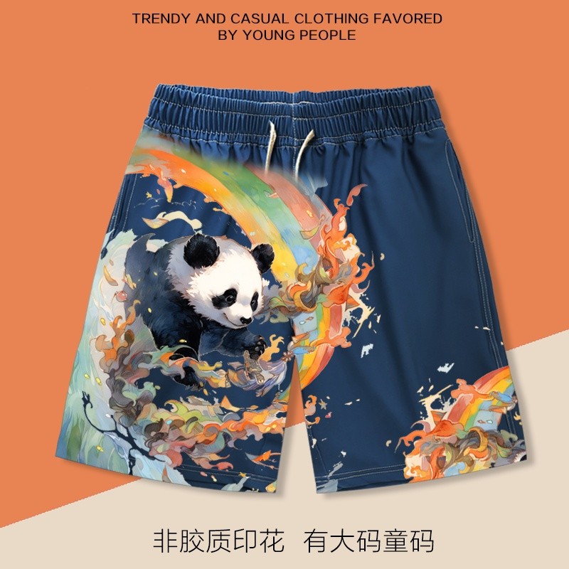 Color splash panda men summer loose beach shorts pant