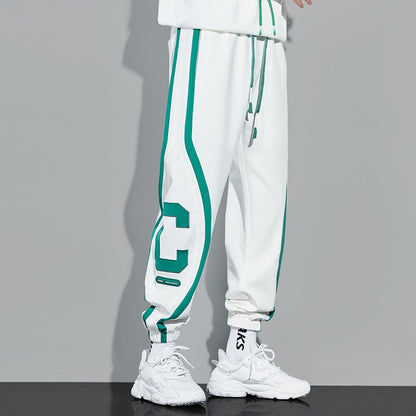 Tight side stripe feet sports sweatpants