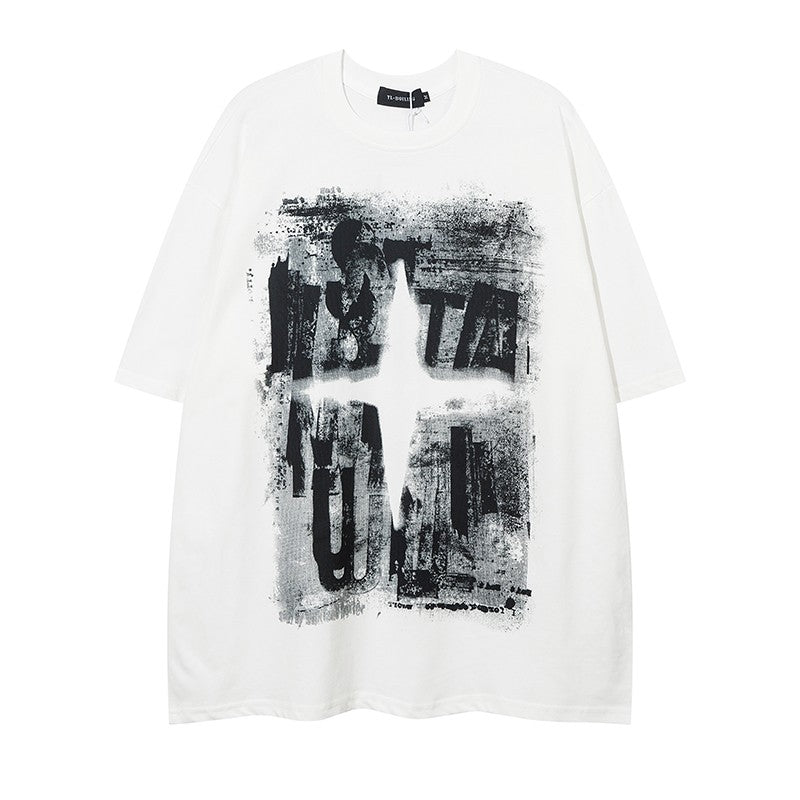 Painted Print Unisex T-shirt Half sleeved Top Loose Fit