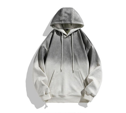 Black unisex gradient hoodies loose and versatile pullover