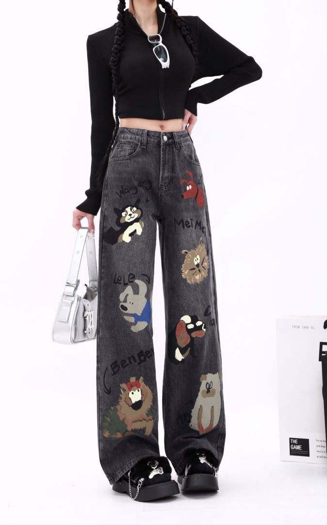 Jeans Women's High Waist Loose Straight Leg Casual Wide Leg Pants