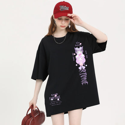 Black t-shirts trendy women's short-sleeved oversized