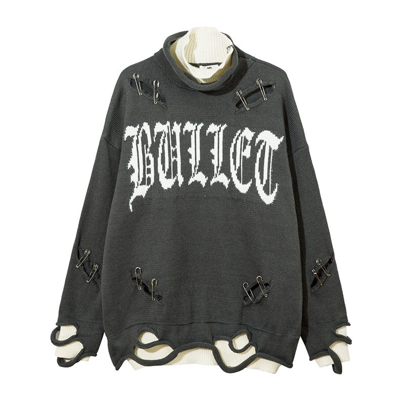 Unisex sweater ripped fake loose high street vibe