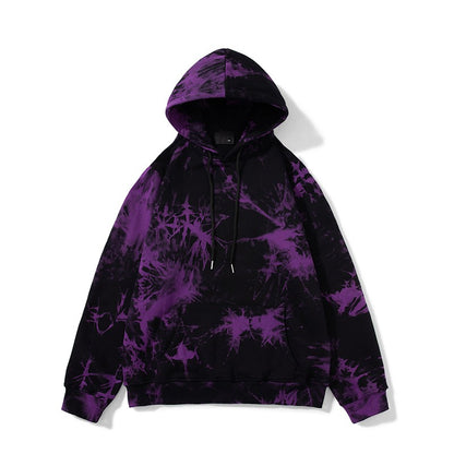 Purple tie dyed hoodie pure cotton loose fit for men's and women