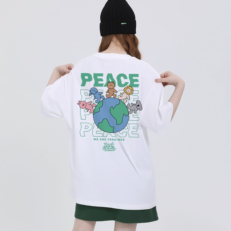 World Peace T-shirt Short Sleeve Top Women's Loose Large Size T-shirt