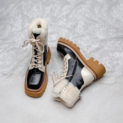 Lamb wool Martin boots for women warm snow boots