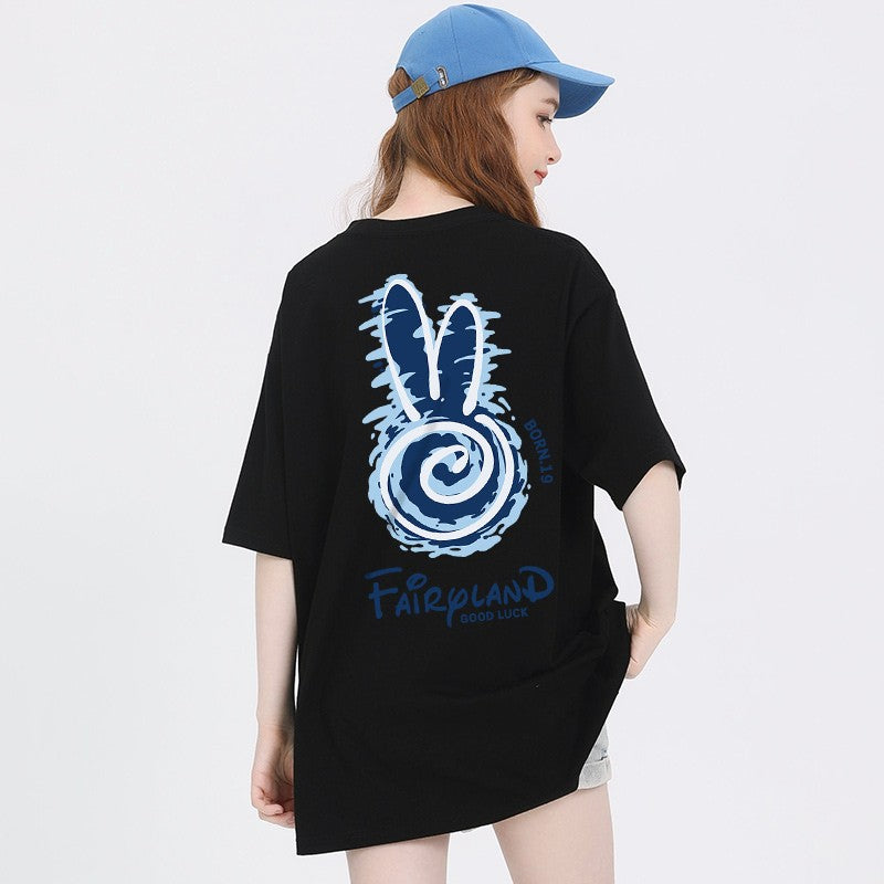 Rabbit short-sleeved t-shirt women's tops design sense