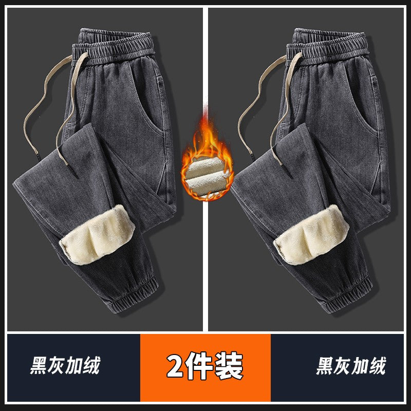 Warm denim jeans for men thickened autumn winter cold resistant trouser men pants