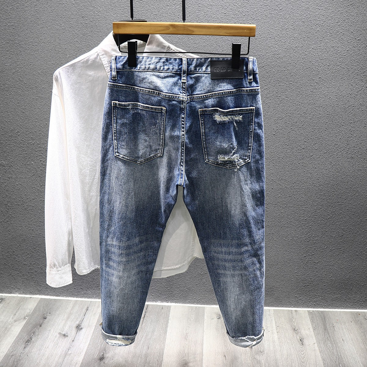 Patch Men's Jeans trendy slim fit casual pants