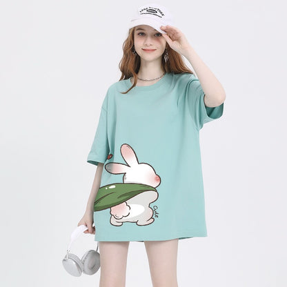 Rabbit Unisex short-sleeved summer wear pure cotton T-shirt