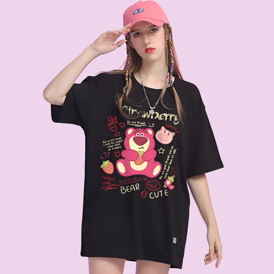 T-shirt Women's Trendy Strawberry Bear Cartoon Top